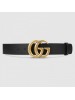 Gucci GG Marmont leather belt with shiny buckle