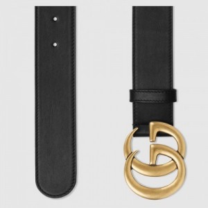 Gucci GG Marmont leather belt with shiny buckle