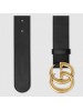 Gucci GG Marmont leather belt with shiny buckle