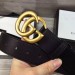 Gucci GG Marmont leather belt with shiny buckle