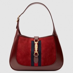 Gucci Jackie 1961 Small Hobo Bag In Red Suede Leather