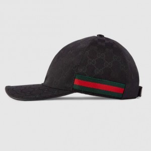 Gucci Black Original GG Canvas Baseball Hat With Web