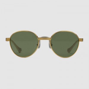 Gucci Round-frame gold and green sunglasses