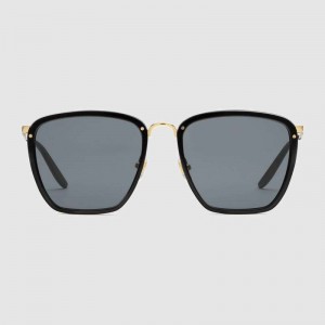 Gucci Square acetate and metal sunglasses