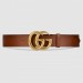 Gucci Camarel Leather Belt With Double G Buckle