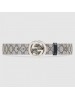 Gucci Beige/blue GG Supreme canvas belt with G buckle