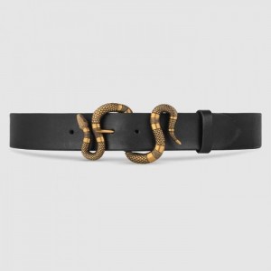 Gucci Leather belt with snake buckle