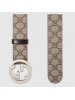 Gucci Beige/ebony GG Supreme canvas belt with G buckle