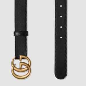 Gucci Black Leather belt with Double G buckle
