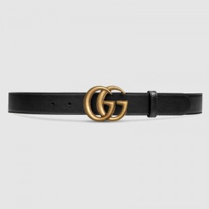 Gucci Black Leather belt with Double G buckle