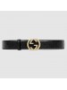 Gucci Black Gucci Signature leather with black leather detail belt