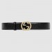 Gucci Black Gucci Signature leather with black leather detail belt