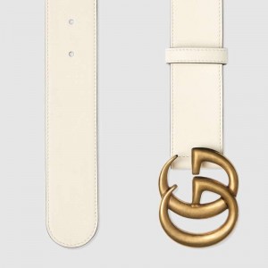 Gucci white Leather belt with Double G buckle