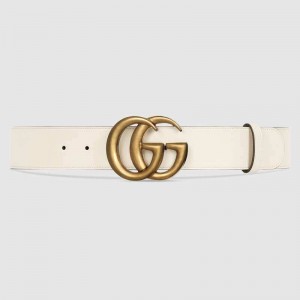 Gucci white Leather belt with Double G buckle