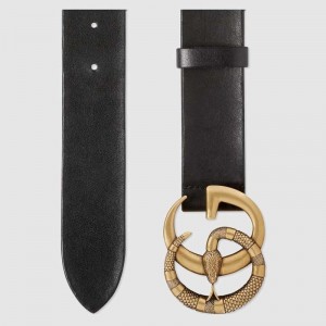 Gucci Leather belt with Double G buckle with snake