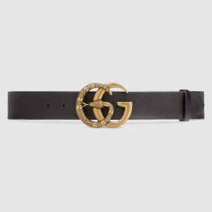 Gucci Leather belt with Double G buckle with snake