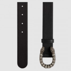 Gucci Leather belt with crystal Dionysus buckle