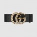 Gucci Leather belt with crystal Double G buckle 550110