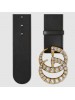 Gucci Leather belt with crystal Double G buckle 550110