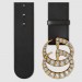 Gucci Leather belt with crystal Double G buckle 550110
