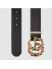 Gucci Leather belt with crystal Double G buckle