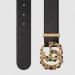 Gucci Leather belt with crystal Double G buckle